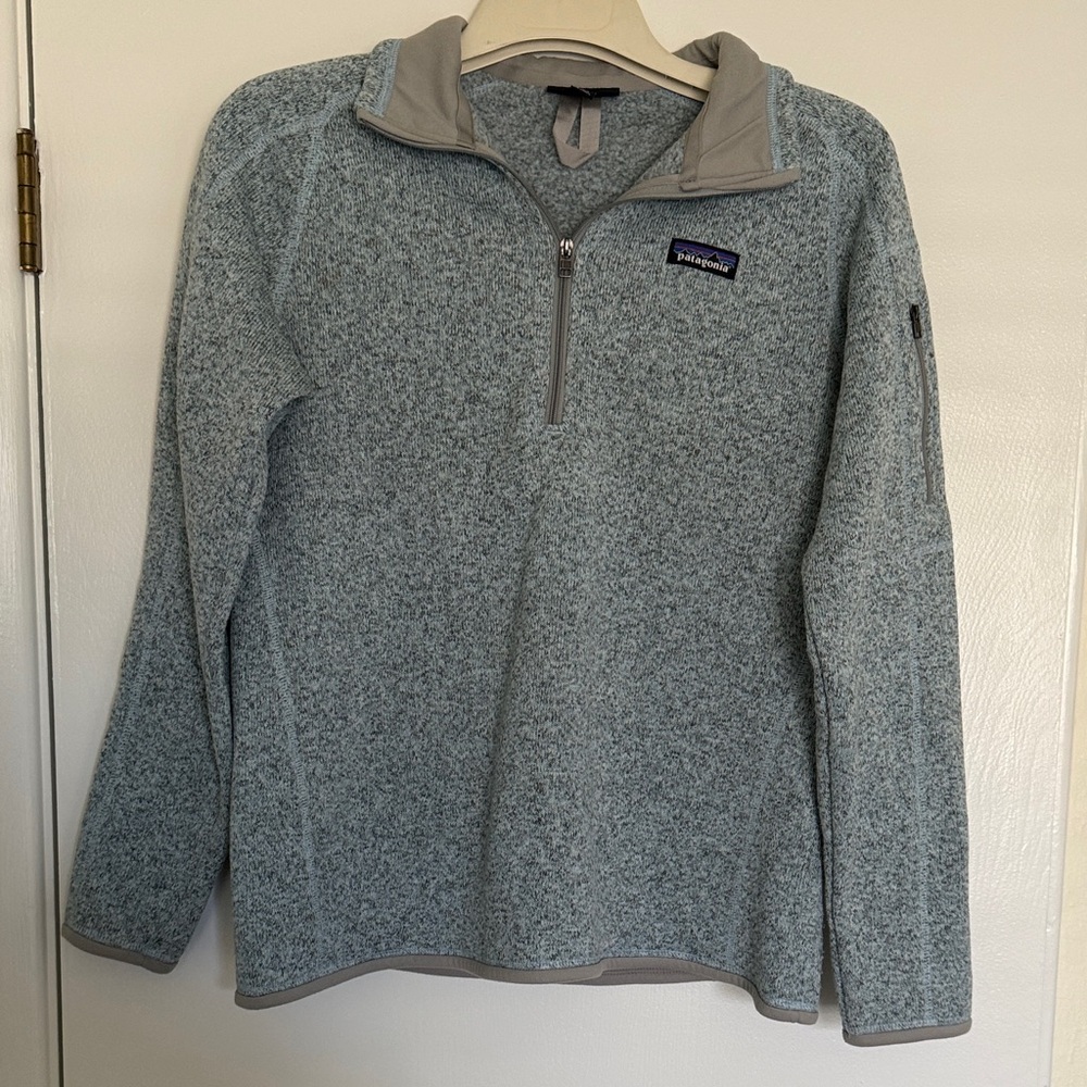 Patagonia Women's Better 1/2 Zip-Up Sweater in Light Blue/Grey